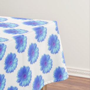 Blue gerbera daisy tablecloth