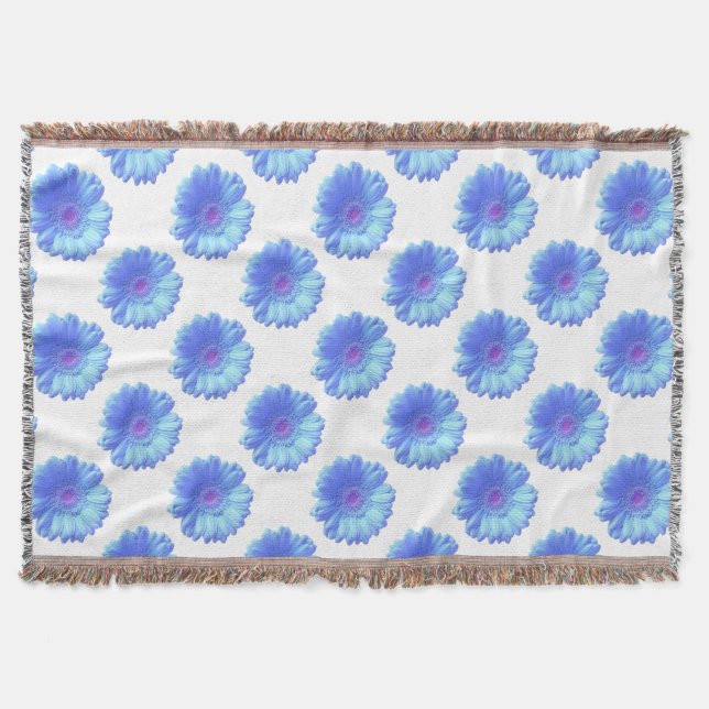 Blue gerbera daisy throw blanket (Front)