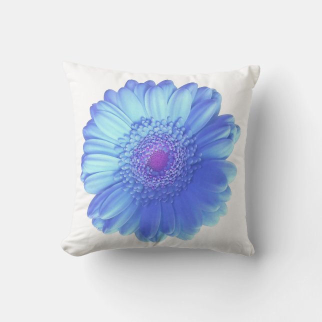 Blue gerbera daisy throw pillow (Front)