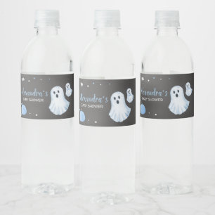 Blue Ghost A Little Boo Baby Shower Water Bottle Label