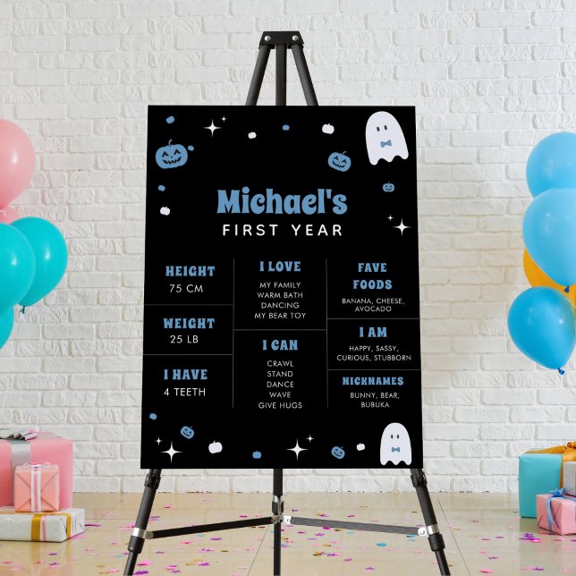 Blue Ghost Groovy Boy 1st Birthday Sign (Creator Uploaded)