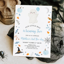 Blue Ghost Halloween 2nd Birthday Invitation