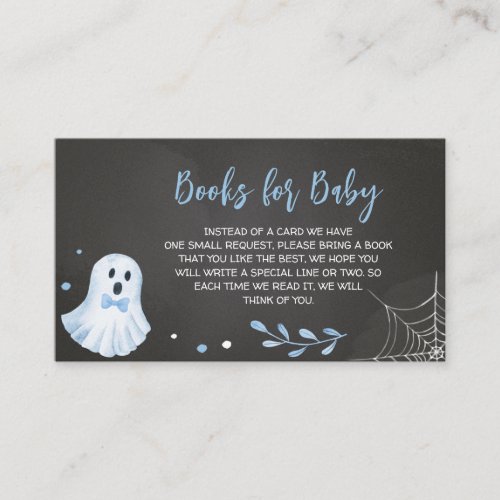 Blue Ghost Halloween Baby Shower Books for Baby Enclosure Card