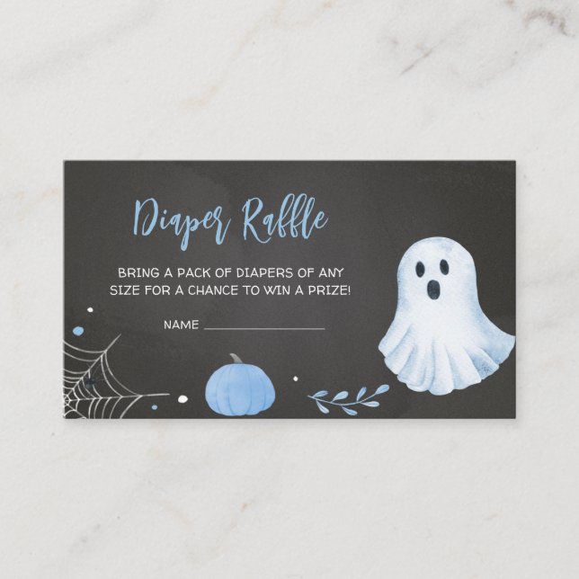 Blue Ghost Halloween Baby Shower Diaper Raffle Enclosure Card (Front)