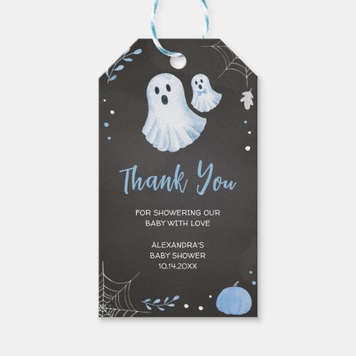 Blue Ghost Halloween Baby Shower Favor Tags