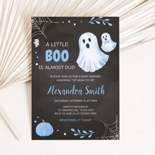 Blue Ghost Halloween Baby Shower Invitation