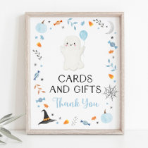 Blue Ghost Halloween Cards & Gifts Party Sign
