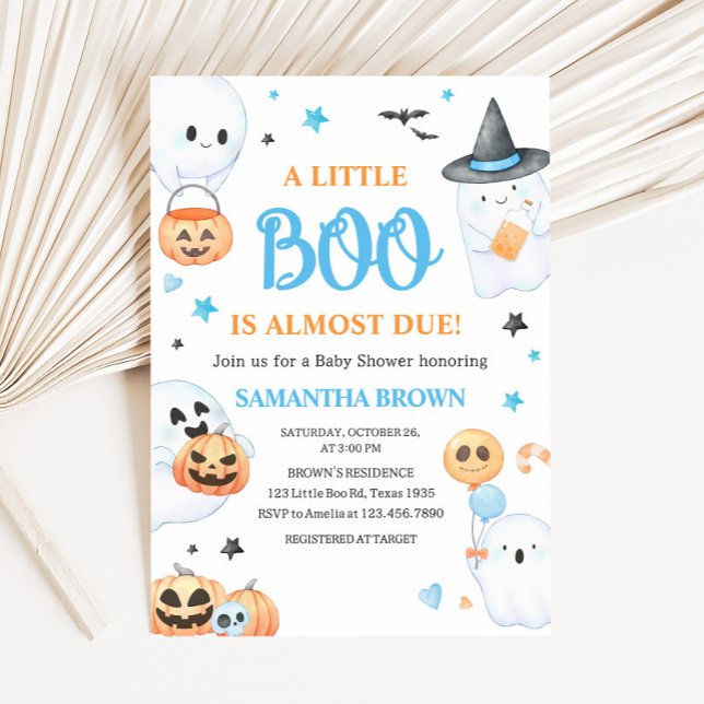 Blue Ghost Halloween Little Boo Baby Shower Invitation (A Little Boo Baby Shower Invitation
)