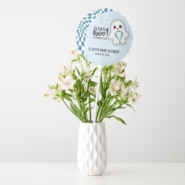 Blue Ghost Little Boo is almost due Baby Shower Balloon (Vase)