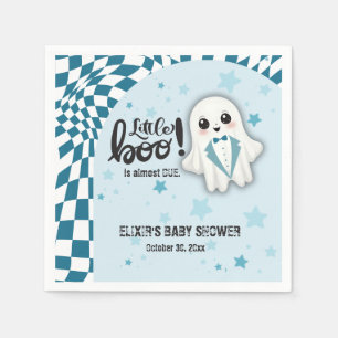 Blue Ghost Little Boo is almost due Baby Shower Napkins