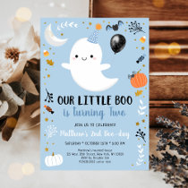 Blue Ghost Little Boo Second Birthday Invitation