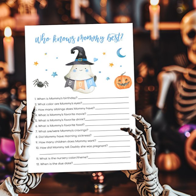 Blue Ghost Little Boo Who knows Mommy Best Game (Little Boo Baby Shower Who Knows Mommy Best Game)