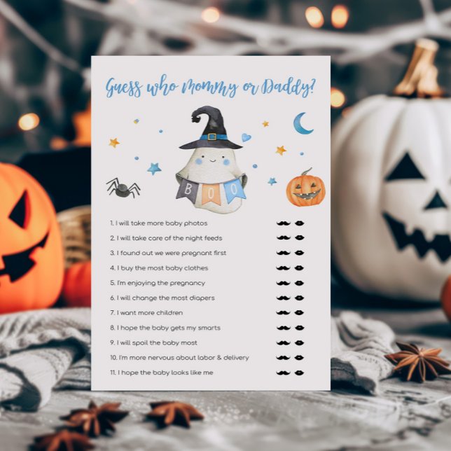 Blue Ghost LittleBoo Guess who Mommy or Daddy Game (Little Boo Baby Shower Guess who Mommy or Daddy Game)