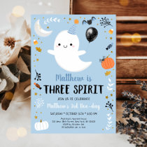 Blue Ghost Three Spirit Halloween Birthday Invitation
