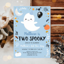 Blue Ghost Two Spooky Second Birthday Invitation