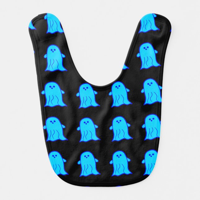 Blue Ghosts Halloween Baby Bib (Front)