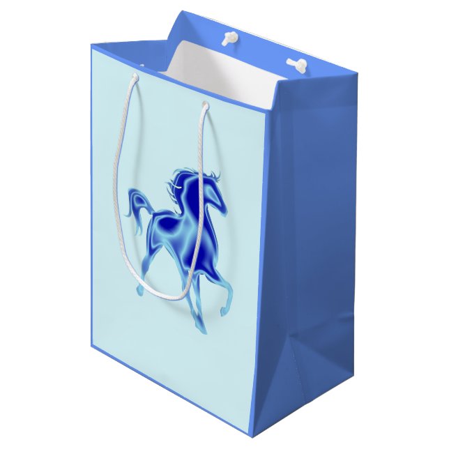 Blue Gift Bag with Horse - Customizable (Front Angled)