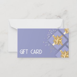 Blue Gift Box Festive Gold Bow Modern Gift Card