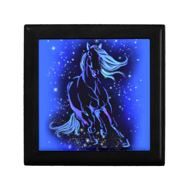 Blue Gift Box Horse Running At Starry Night  (Front)