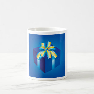 Blue Gift Box with Yellow and Aqua Ribbon Coffee Mug
