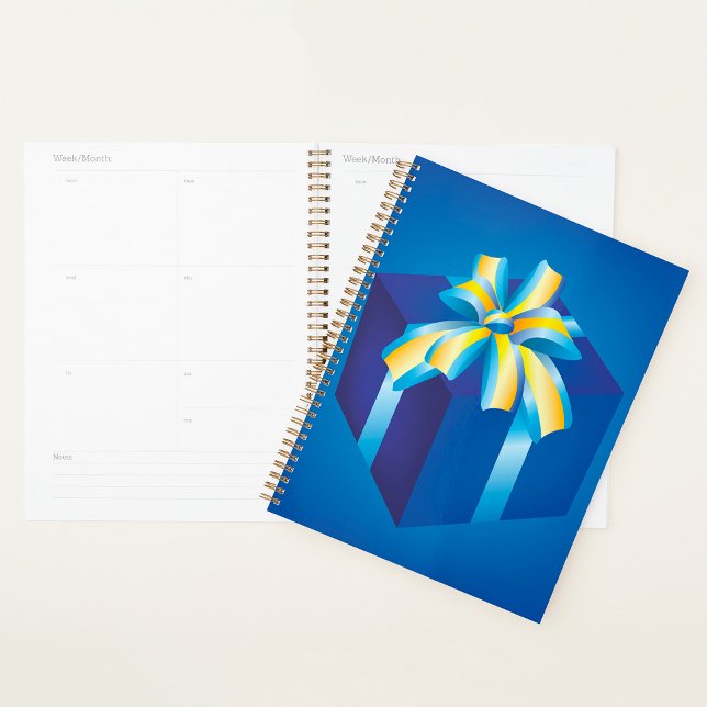 Blue Gift Box with Yellow and Aqua Ribbon  Planner (Creator Uploaded)