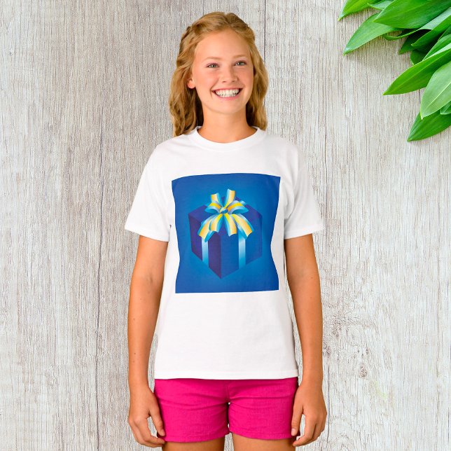Blue Gift Box with Yellow and Aqua Ribbon  T-Shirt (Creator Uploaded)