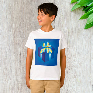 Blue Gift Box with Yellow and Aqua Ribbon T-Shirt
