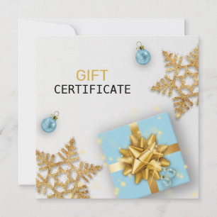 Blue Gift Gold Snowflakes Christmas Ball Gift Card