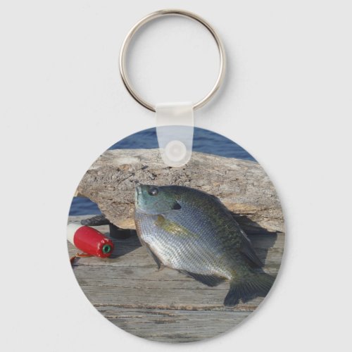 Blue Gill on the Dock Keychain