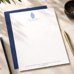 Blue Ginger Jar Pottery Logo Designer White/Blue Letterhead<br><div class="desc">The blue and white ginger jar motif on this designer letterhead template is global and elegant. Your name or business is styled in a modern typeface for an instant logo. Great for interior designers, boutiques, home and housewares stores, online shops, decorators, stylists, and more. Art and design © 1201AM Design Studio...</div>