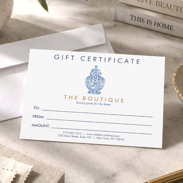 Blue Ginger Jar Pottery Logo Gift Certificate (Creator Uploaded)