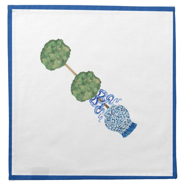 Blue Ginger Jars Jar Topiary Cloth Napkin (Front)