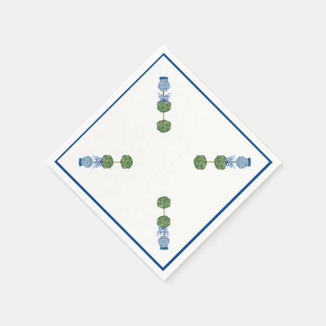 Blue Ginger Jars Jar Topiary Vine  Napkins (Corner)