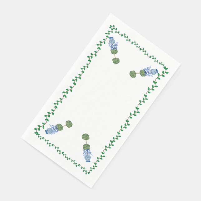 Blue Ginger Jars Jar Topiary Vine  Paper Guest Towels (Corner)