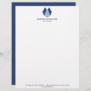 Blue Ginger Jars Pottery Elegant Logo Designer Letterhead