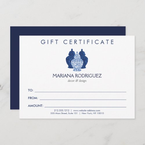 Blue Ginger Jars Pottery Logo Gift Certificate