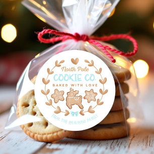 Blue Gingerbread Christmas Cookies Exchange Classic Round Sticker