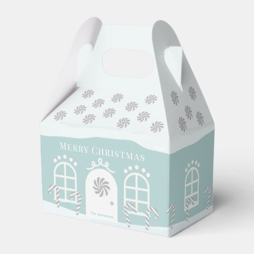 Blue Gingerbread House Christmas Holiday Favor Box