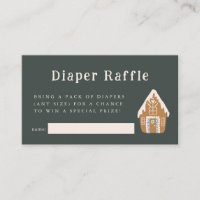 Blue Gingerbread House Diaper Raffle Ticket