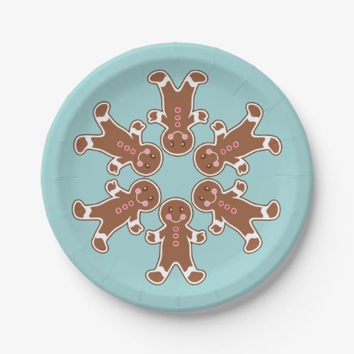 Blue Gingerbread  Snowflake Paper Plates 