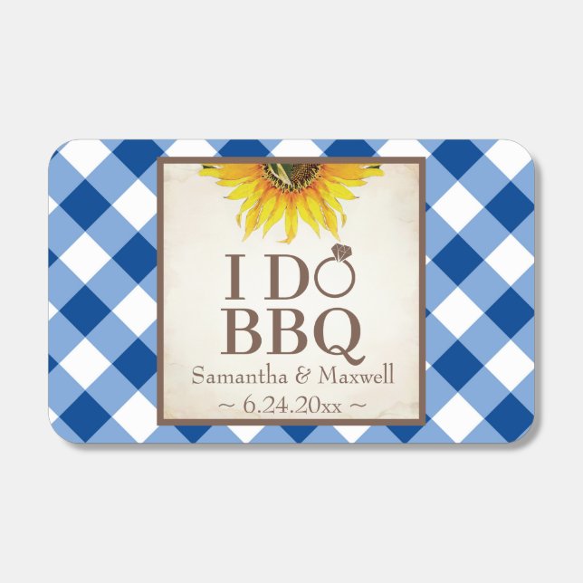 Blue Gingham and Sunflower I Do BBQ Matchboxes (Front)