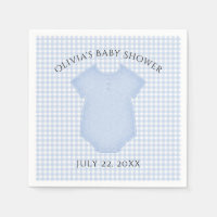 Blue Gingham Baby Boy Bodysuit Baby Shower