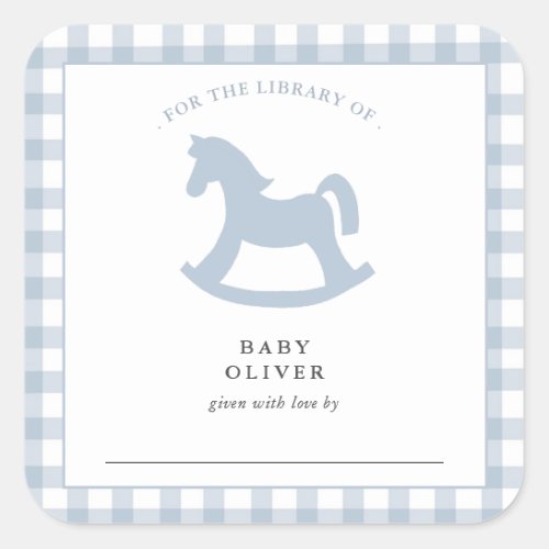 Blue Gingham baby boy Bookplate