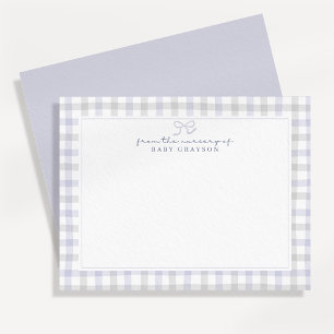 Blue Gingham Baby Boy Nursery Note Card
