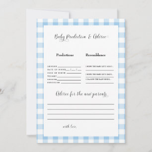 Blue Gingham Baby Predictions II Invitation
