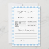 Blue Gingham Baby Predictions II Invitation