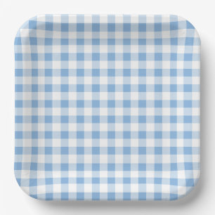 Blue Gingham Baby-Q Barbecue BBQ Baby Shower  Paper Plates