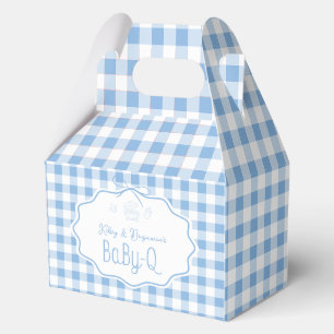 Blue Gingham Baby-Q BBQ Baby Shower Gable Boxes