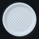 Blue gingham baby shower decorations paper plates<br><div class="desc">This blue and white gingham paper plate goes with my a cute mommy to bee collection within a floral watercolor wreath,  yellow honeycomb background with blue accents. Matching items in store!</div>