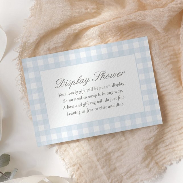 Blue Gingham Baby Shower Display Shower Enclosure Card (Creator Uploaded)